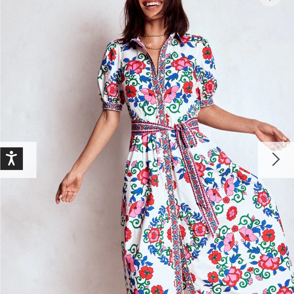 New Boden Alexa Floral Maxi Shirt Dress Ornamental Lattice - Picture 3 of 11